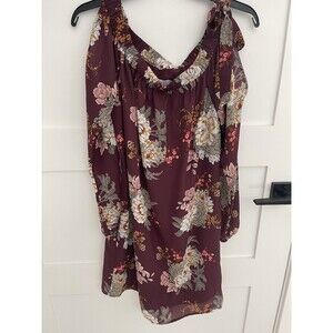 Ali and  Jay Off The Shoulder Boho Dress Size M Maroon Summer Spring Dress EUC